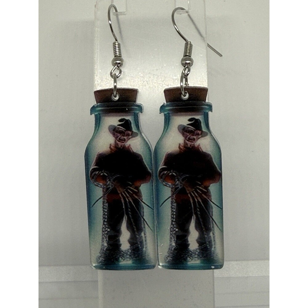 Halloween Horror Themed Dangle Resin Earrings Freddy Krueger Nightmare On Elm